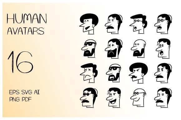 Download Male Face Avatars Comic Characters Set - Male Collection