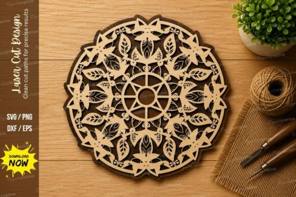 Download Mandala Floral Wheel Laser Cut SVG - Premium Resources