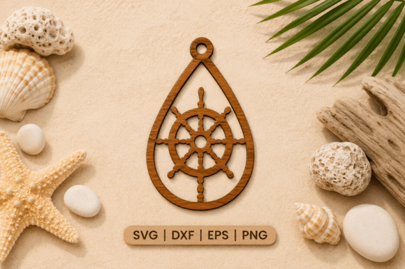 Download Nautical Wheel Teardrop SVG - Premium Bundle